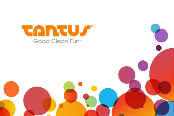 Tantus, Inc: The Original 100% Silicone Toys, Tantus Inc logo white background, colorful circles on right side.