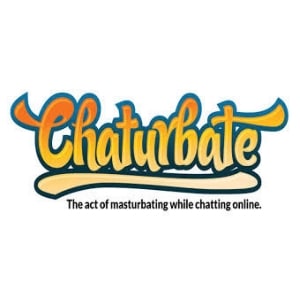 Chaturbate logo, white background, orange and blue font.